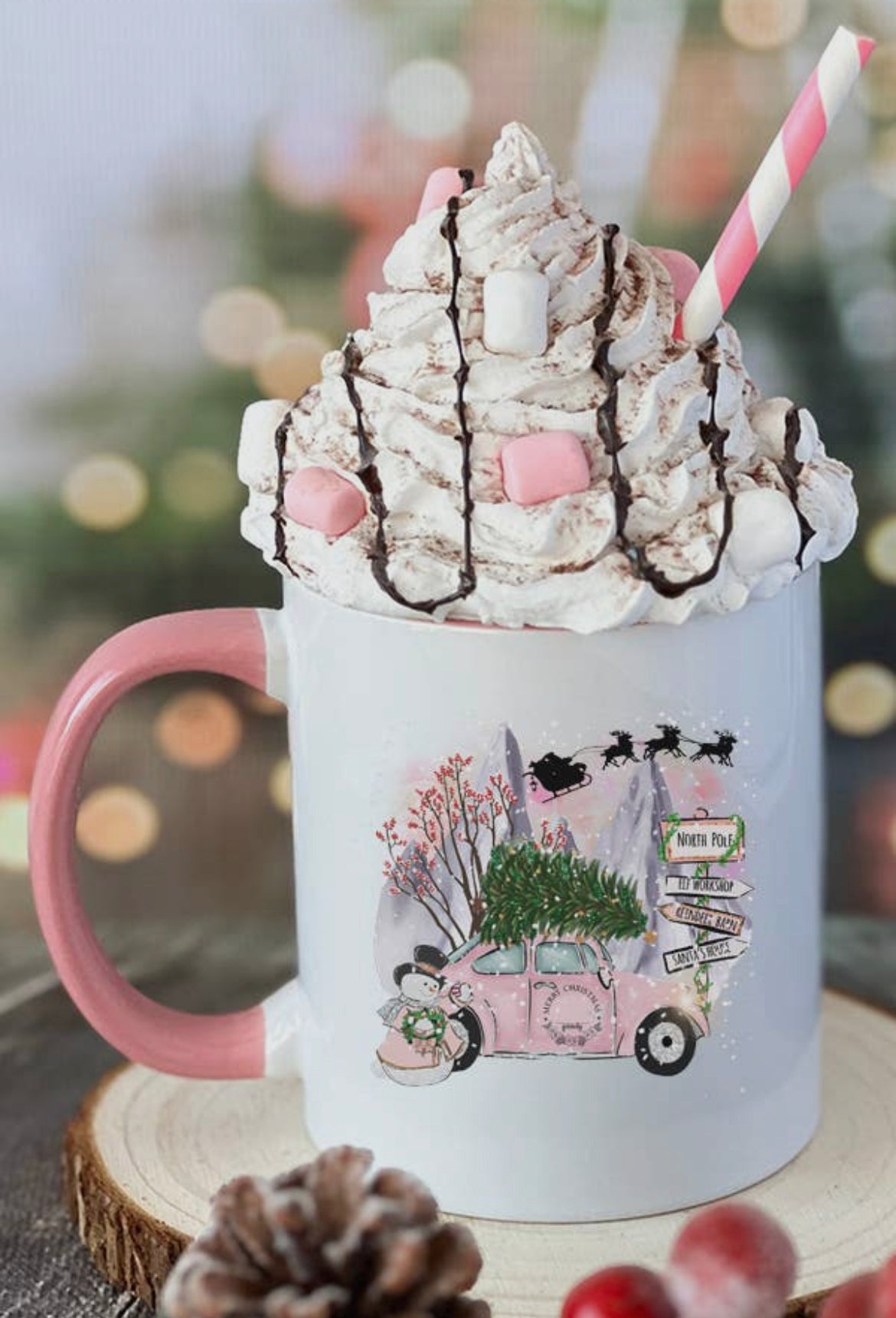 Pink Christmas Mug