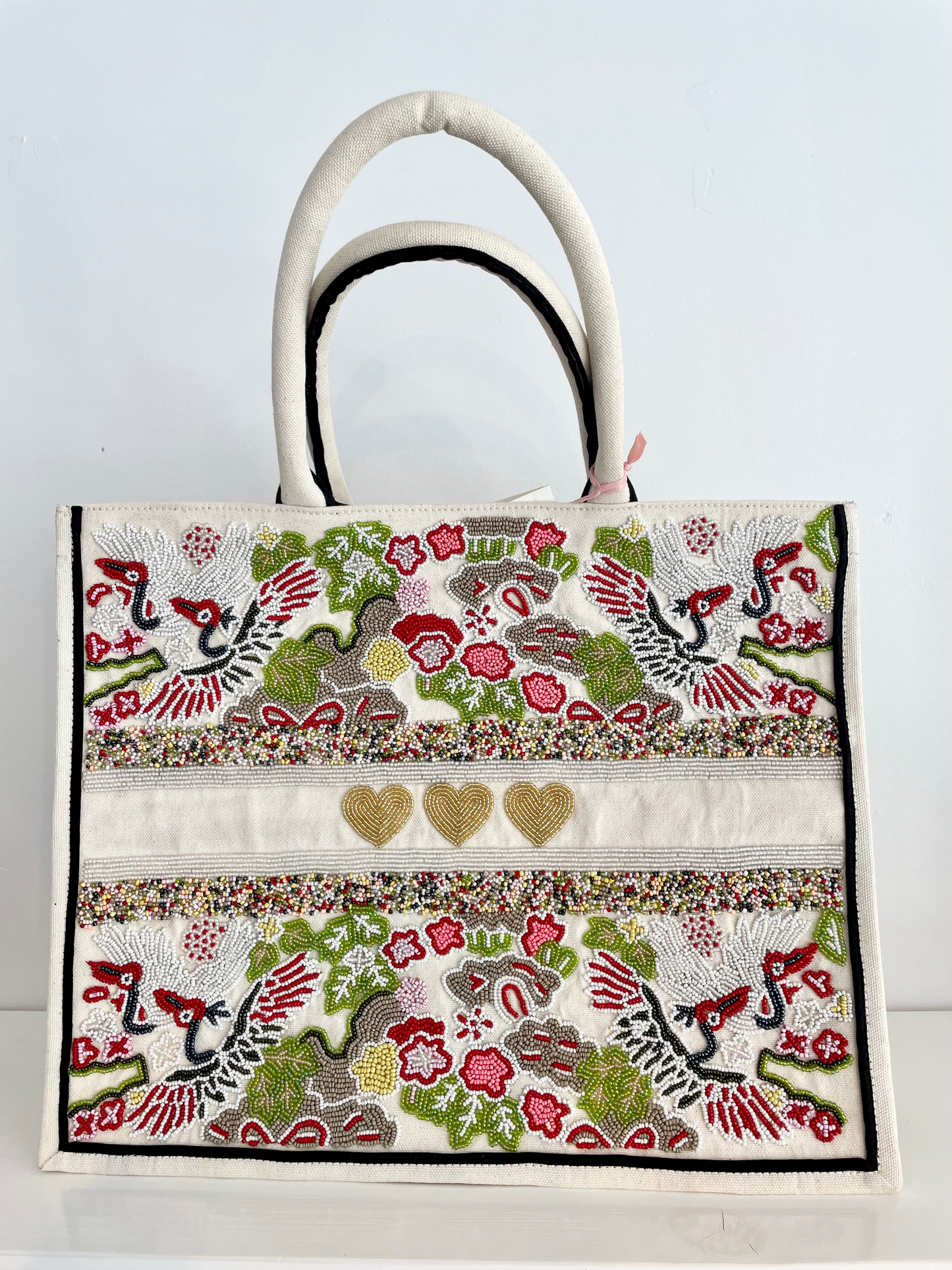 Three Hearts Tote Ivory