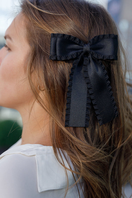 Frilled Classic Black Bow